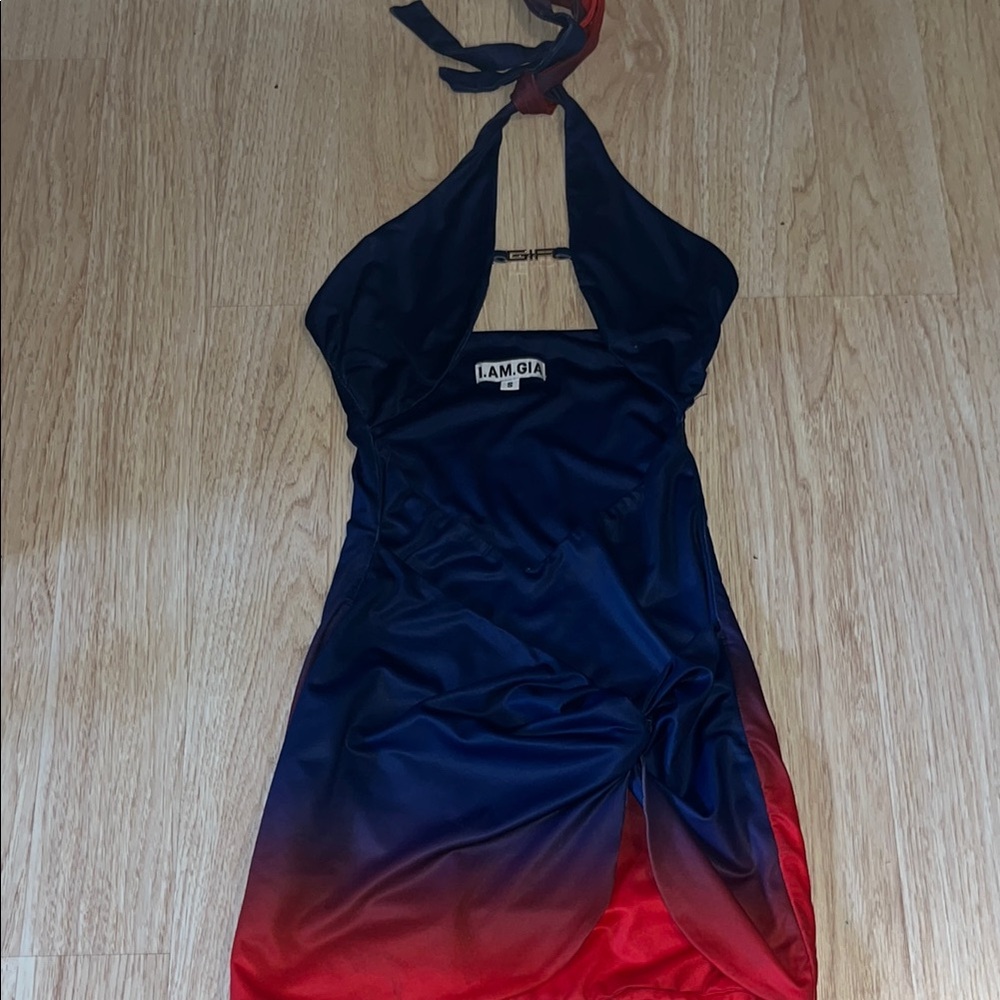 I.AM.GIA Gradient Halter Dress in Navy and Red